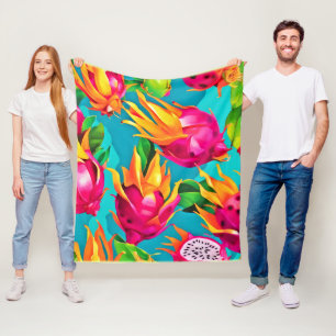 Vibrant Dragoon Fruit Pattern Fleece Blanket