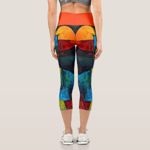 Vibrant Dreams Geometry – Bold Modern Abstract Art Capri Leggings