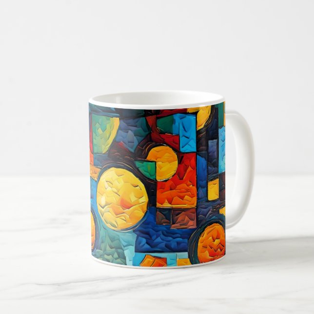 Vibrant Dreams Geometry – Bold Modern Abstract Art Coffee Mug (Front Right)