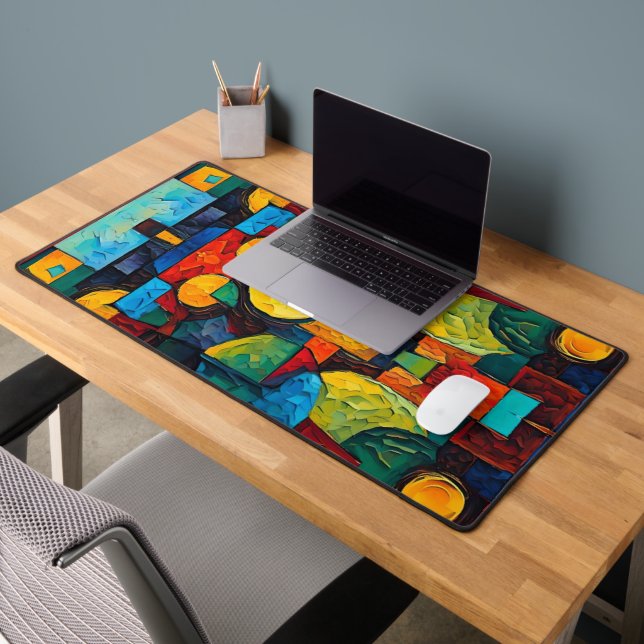 Vibrant Dreams Geometry – Bold Modern Abstract Art Desk Mat (Office 2)
