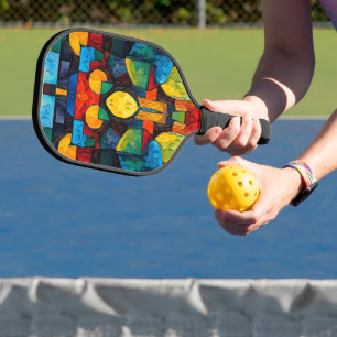 Vibrant Dreams Geometry – Bold Modern Abstract Art Pickleball Paddle