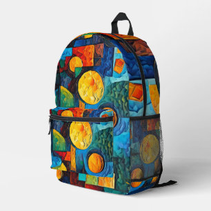 Vibrant Dreams Geometry – Bold Modern Abstract Art Printed Backpack