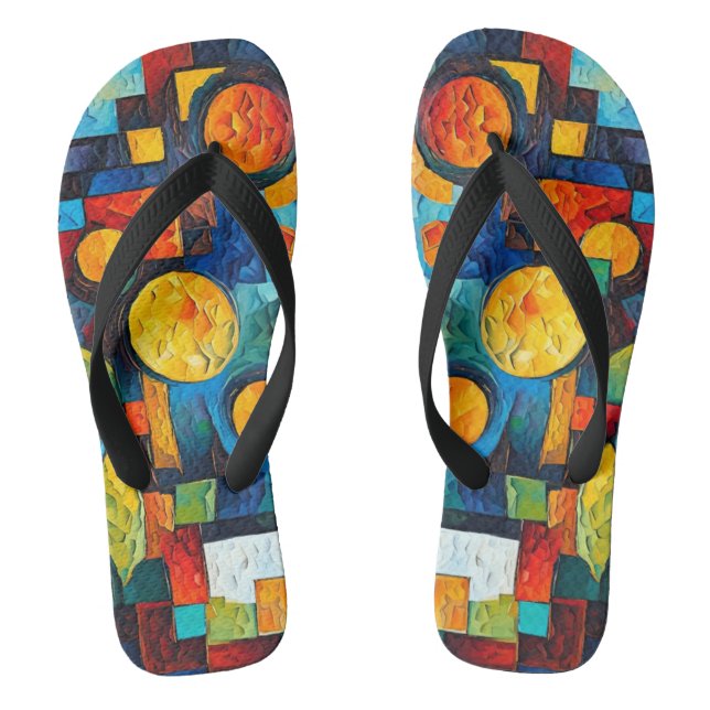 Vibrant Dreams Geometry – Bold Modern Abstract Art Thongs (Footbed)