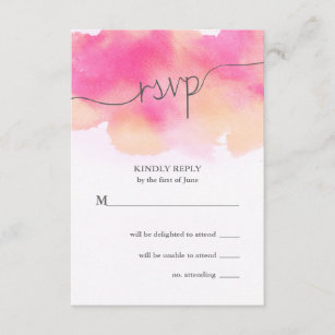 Vibrant Dreams Wedding RSVP Card / Pink & Peach