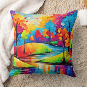 Vibrant Dreamscape Autumn's Symphony Art Cushion