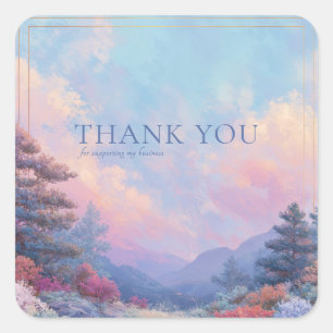 Vibrant Dreamy Landscape Thank You Square Sticker