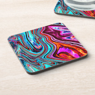 Vibrant Dynamic Hues Abstract Pattern Coaster