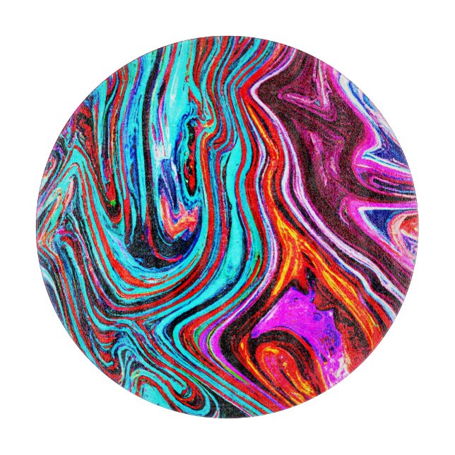 Vibrant Dynamic Hues Abstract Pattern Cutting Board (Front)