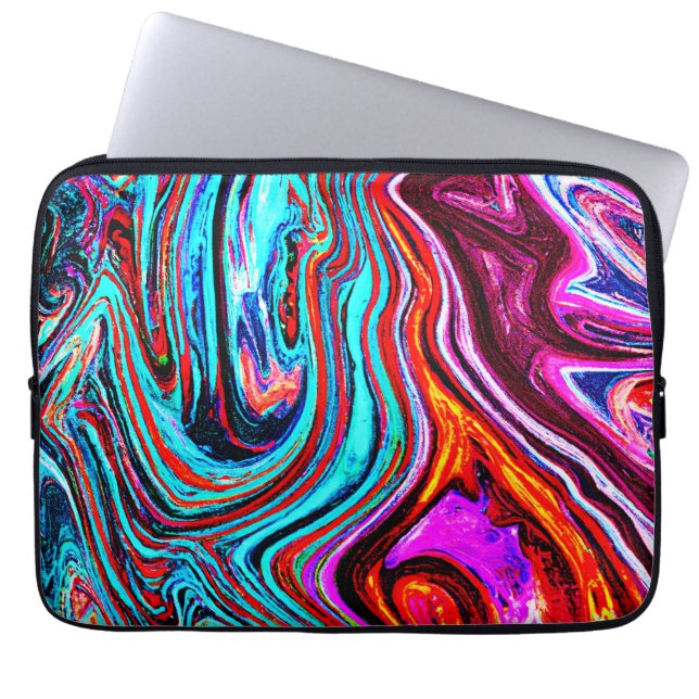 Vibrant Dynamic Hues Abstract Pattern Laptop Sleeve (Front)