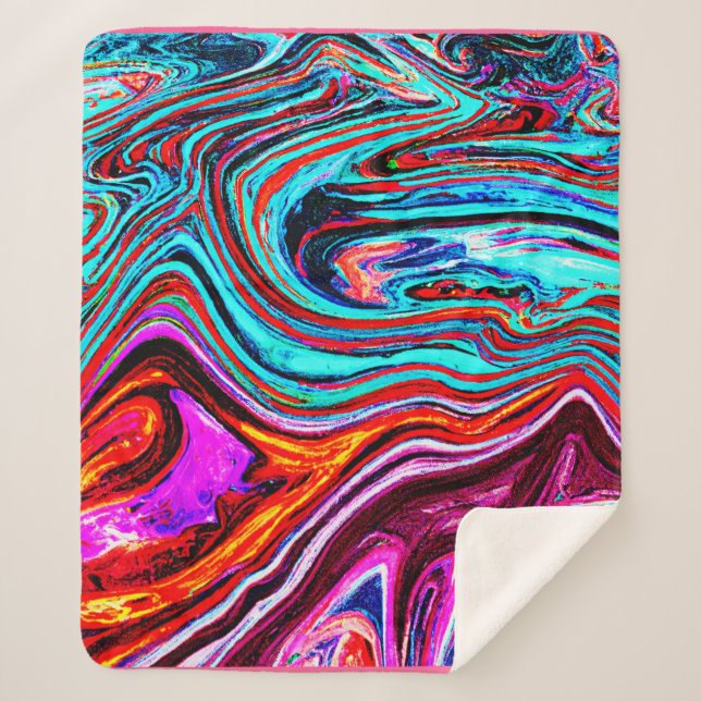 Vibrant Dynamic Hues Abstract Pattern Sherpa Blanket (Front)