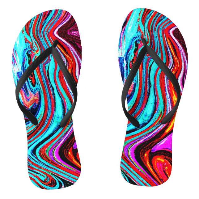 Vibrant Dynamic Hues Abstract Pattern Thongs (Footbed)