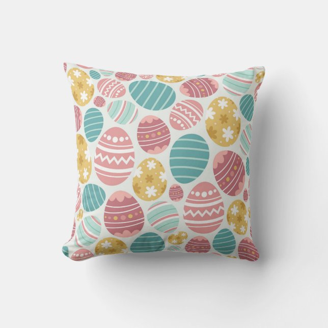 Vibrant Easter Egg Pattern Cushion (Front)
