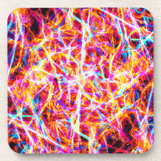 Vibrant Electric Abstract Pattern Coaster (Front)