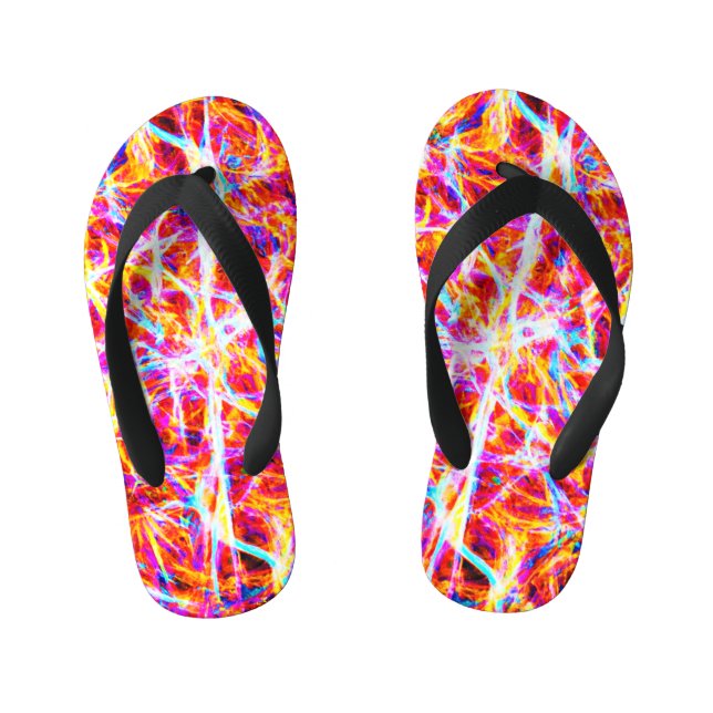 Vibrant Electric Abstract Pattern Kid's Thongs (Footbed)