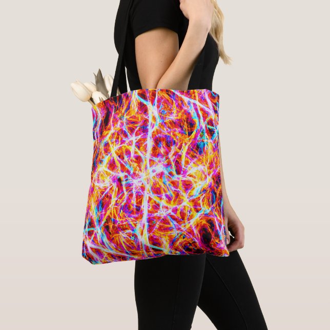 Vibrant Electric Abstract Pattern Tote Bag (Close Up)