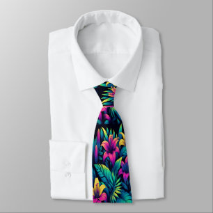 Vibrant Electric Flowers Illuminate Tropical Scene Tie