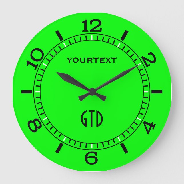 Vibrant Electric Green Dial to Personalise on a Large Clock (Front)