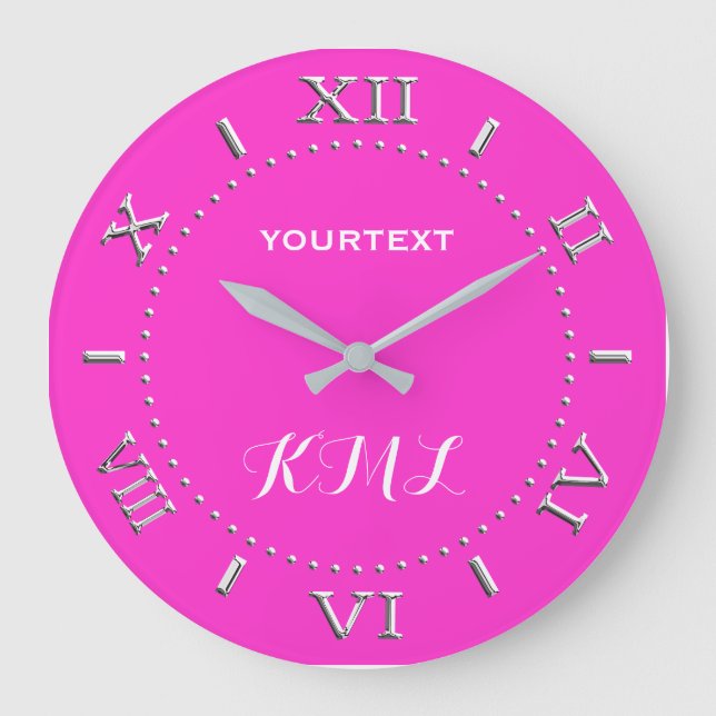Vibrant Electric Pink Dial to Personalise on a Large Clock (Front)