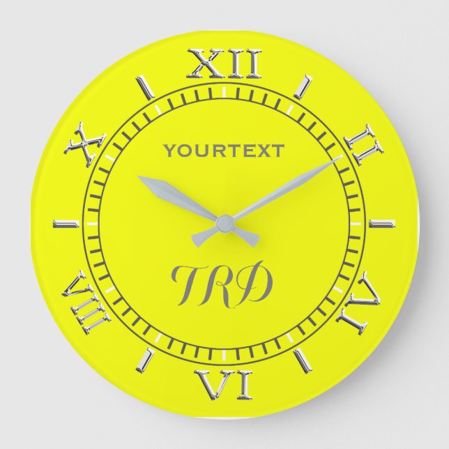 Vibrant Electric Yellow Dial to Personalise on a Large Clock (Front)