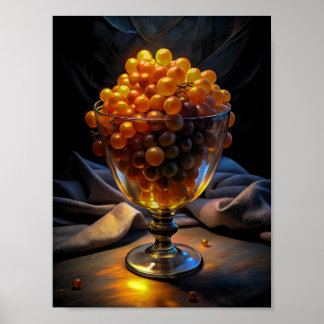 "Vibrant Elegance: Orange Grapes in a Glass". Poster