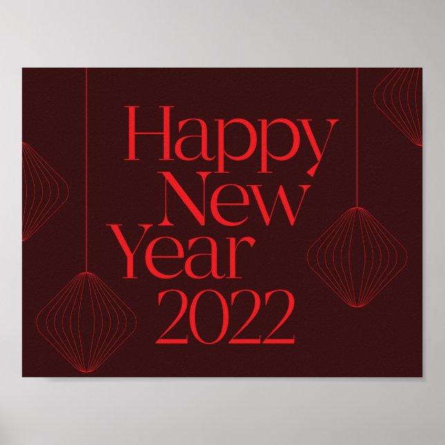 Vibrant, elegant, cool Happy New Year 2022 design Poster (Front)