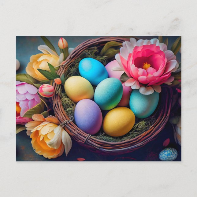 Vibrant Elegant Festive Easter Illustration Postcard (Front)