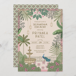 Vibrant Elegant Indian Seemantham Ceremony Invitation