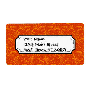 Vibrant Elegant Orange Damask Lace Girly Pattern