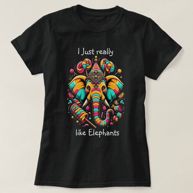 Vibrant Elephant: A Colourful Artistic Masterpiece T-Shirt (Design Front)