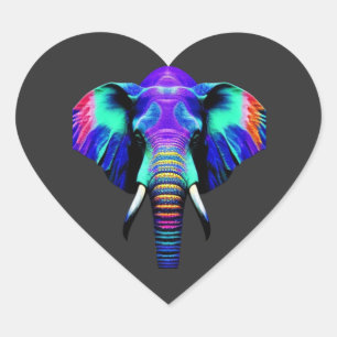 Vibrant Elephant  Heart Sticker