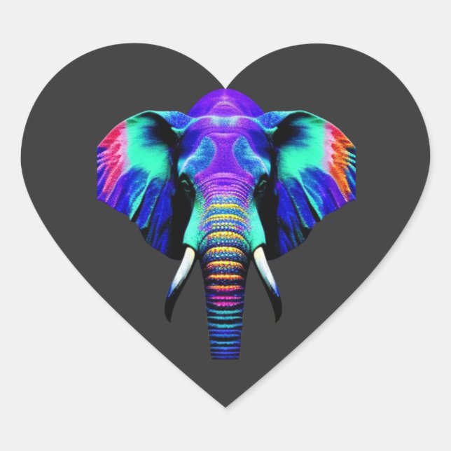 Vibrant Elephant  Heart Sticker (Front)