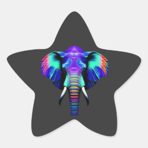 Vibrant Elephant  Star Sticker
