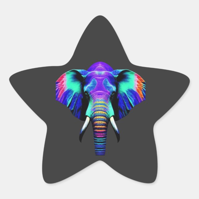 Vibrant Elephant  Star Sticker (Front)