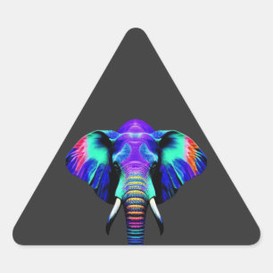 Vibrant Elephant  Triangle Sticker