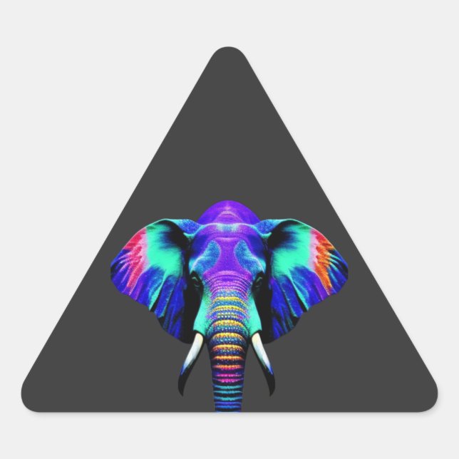Vibrant Elephant  Triangle Sticker (Front)