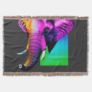 Vibrant Elephant Trivet Glass Coaster Gift Box T-S Throw Blanket