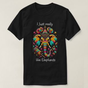 Vibrant Elephant Wearing a Whimsical Hat T-Shirt