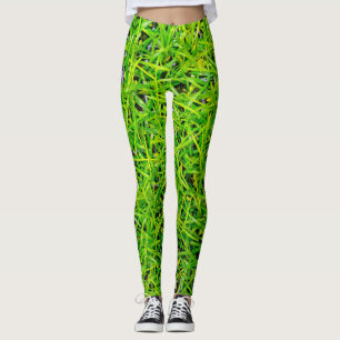 Vibrant Emerald Green Lawn Grass Leggings