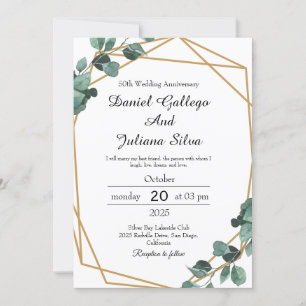 Vibrant Emerald Greenery Wedding Anniversary  Invitation