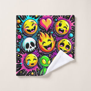 Vibrant Emoji Pop Art Bath Towel Set