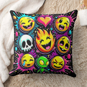 Vibrant Emoji Pop Art Cushion