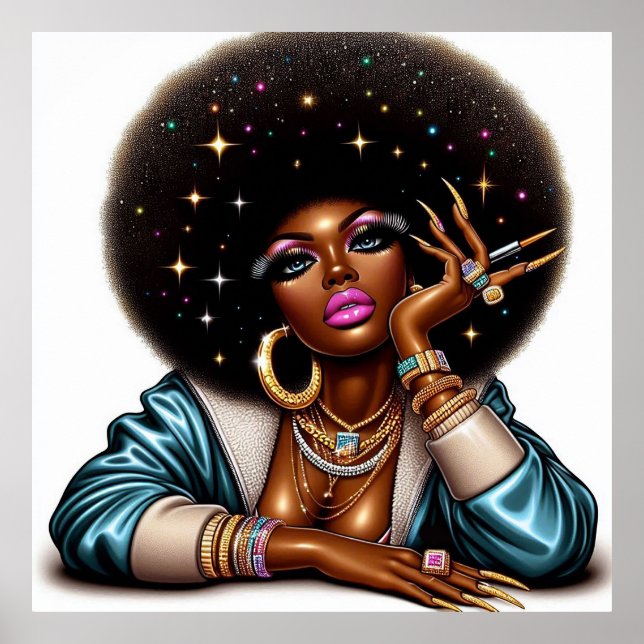 Vibrant Empowered Afrocentric Urban Hip Hop Woman Poster (Front)