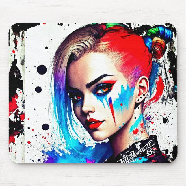 Vibrant & Empowering Art - Cool Urban Girl Mouse Pad (Front)