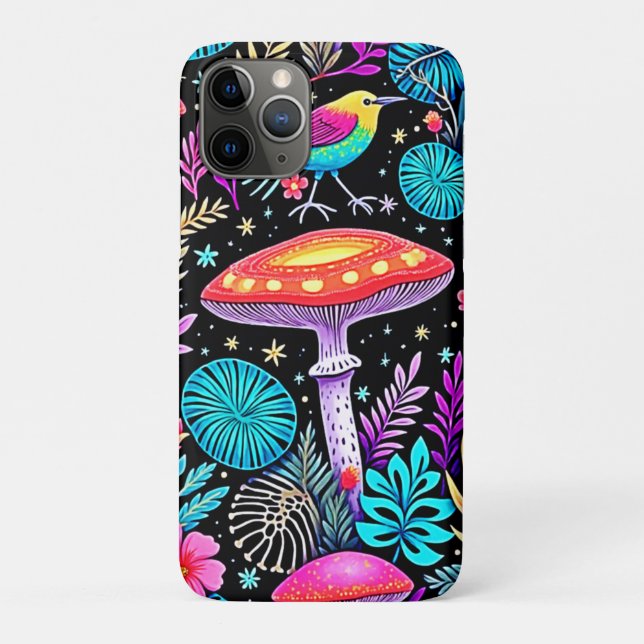 Vibrant Enchanted Forest Mushroom Artwork Case-Mate iPhone Case (Back)