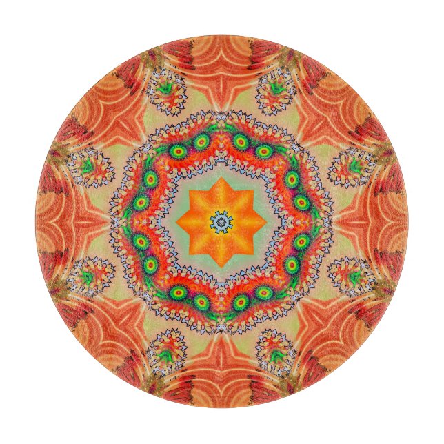 Vibrant energy colours: mandala design. cutting board (Front)