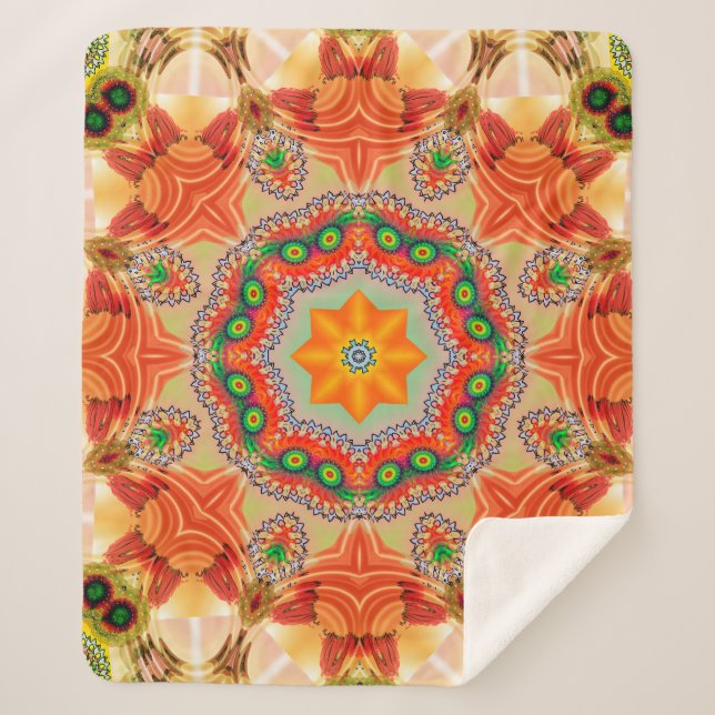 Vibrant energy colours: mandala design. sherpa blanket (Front)