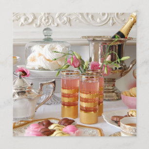 Vibrant English Tea Pink and Gold Invitation