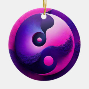Vibrant Enlightenment Colourful Yin Yang Symbolism Ceramic Ornament