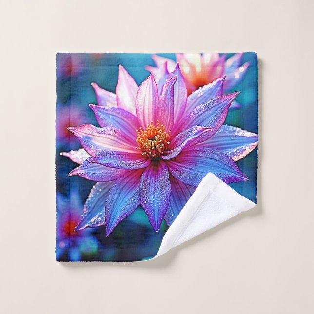 Vibrant Ethereal Bloom Artwork Bath Towel Set (Wash Cloth)