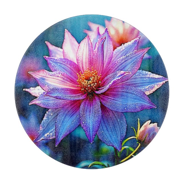 Vibrant Ethereal Bloom Artwork Cutting Board (Front)